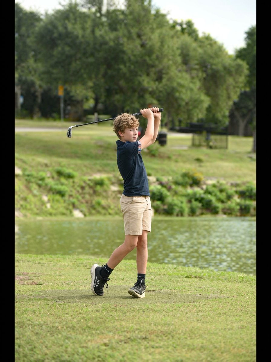 Junior golfer in a small-group class